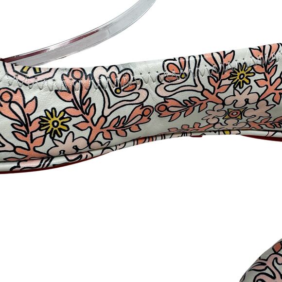 Tory Burch Minnie Travel Ballet Flats Snakeskin Print Leather Logo Shoes 8 - Picture 4 of 7